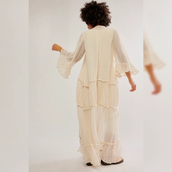 Free People Jen's Pirate Booty Casablanca Ruffle Duster Natural Ivory Size XS/S - Picture 2 of 16